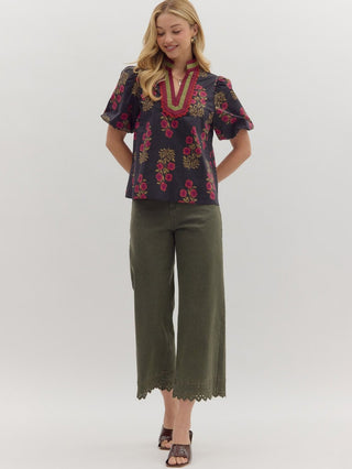 Flora Fiesta Blouse - Black