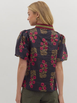 Flora Fiesta Blouse - Black