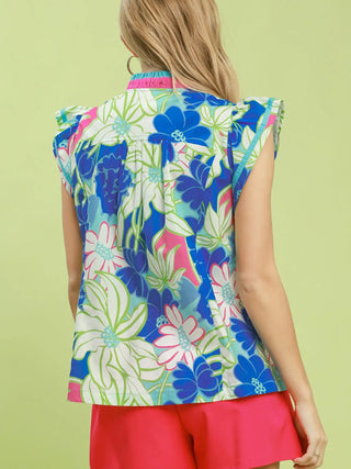 Flora Flair Top - Blue Mix