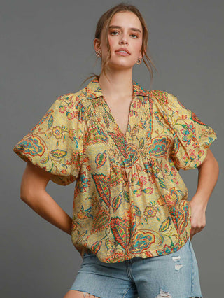 Floral Paisley Daydream Top - Honey Mix