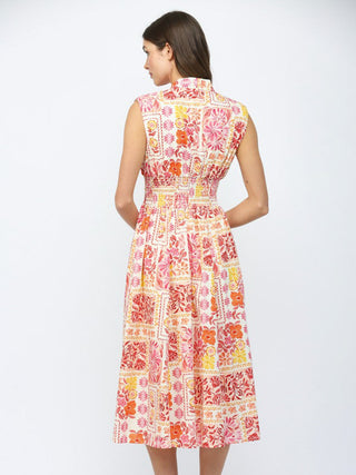 Stamped Mosaic Midi Dress - Ivory Multi