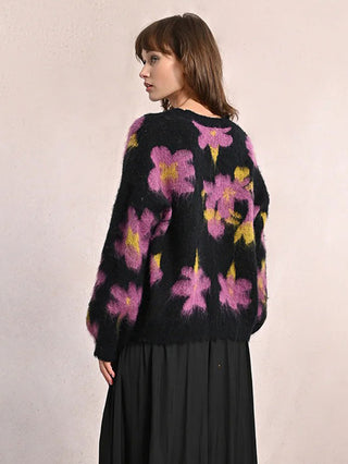 Floral Sweater - Purple/Black