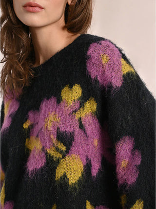 Floral Sweater - Purple/Black