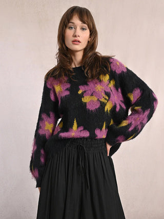 Floral Sweater - Purple/Black