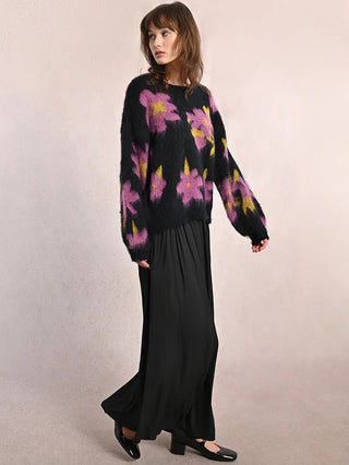 Floral Sweater - Purple/Black