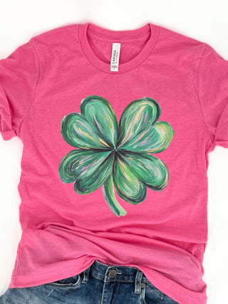 Four Leaf Clover Graphic Tee - Pink
