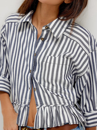 Free People Bailey Stripe Top - Nautical Navy