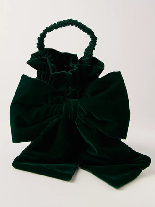 Free People Belle Velvet Bow Bag - Emerald