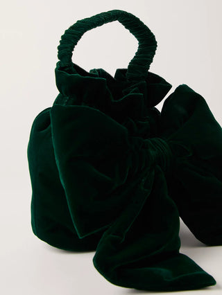 Free People Belle Velvet Bow Bag - Emerald