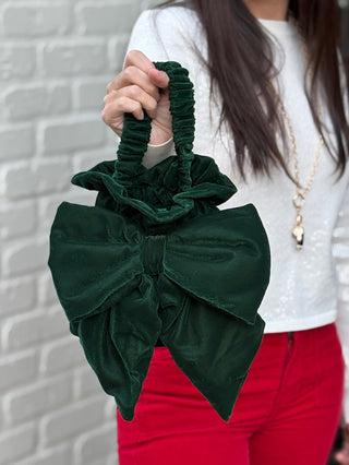 Free People Belle Velvet Bow Bag - Emerald