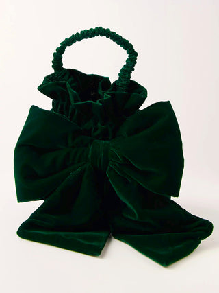 Free People Belle Velvet Bow Bag - Emerald