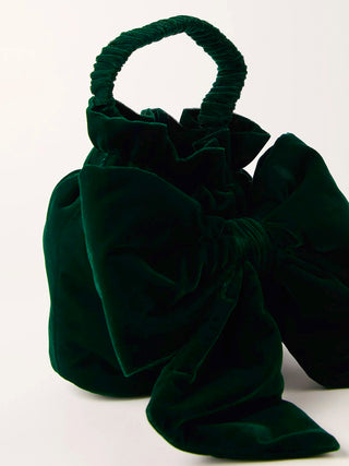 Free People Belle Velvet Bow Bag - Emerald