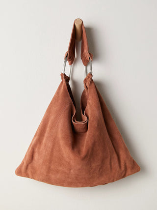 Free People Bobby Slouch Suede Tote - Saddle