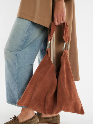 Free People Bobby Slouch Suede Tote - Saddle