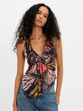 Free People Butterfly Effect Halter Top - Terra Cotta