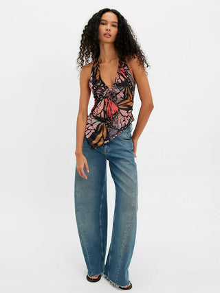 Free People Butterfly Effect Halter Top - Terra Cotta