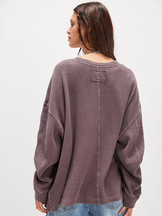 Free People Dawson Pocket Thermal Top - Chocolate Grape