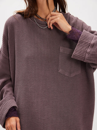 Free People Dawson Pocket Thermal Top - Chocolate Grape