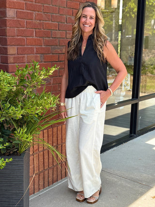 Free People Days End Linen Pant - Clean Ivory