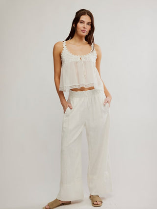Free People Days End Linen Pant - Clean Ivory