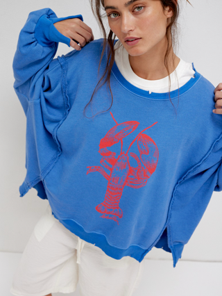 Free People Graphic Camden Sweater - Lobster