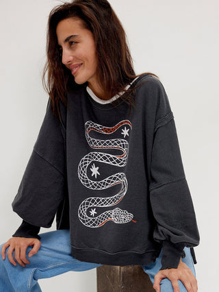 Free People Graphic Camden Pullover Top - Snake