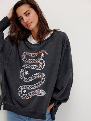 Free People Graphic Camden Pullover Top - Snake