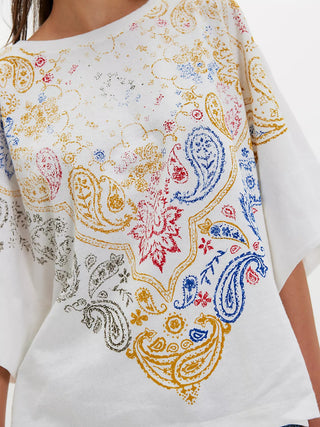 Free People Heirloom Printed Tee - Ivory Combo