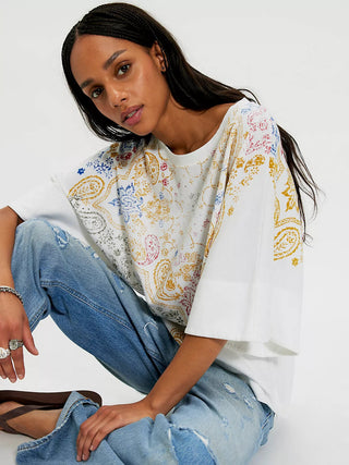 Free People Heirloom Printed Tee - Ivory Combo