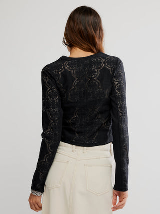 Free People Jae Knit Long Sleeve Top - Black