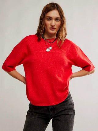 Free People Margot Sweater Tee - Cherry Pop