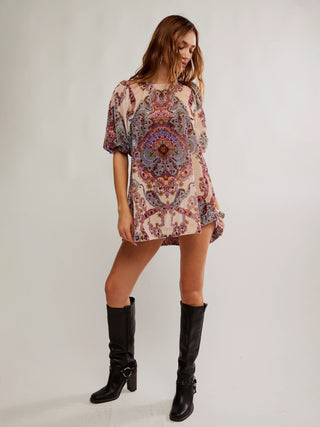 Free People Maye Velvet Tunic - Tea Multi