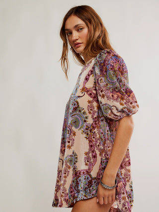 Free People Maye Velvet Tunic - Tea Multi