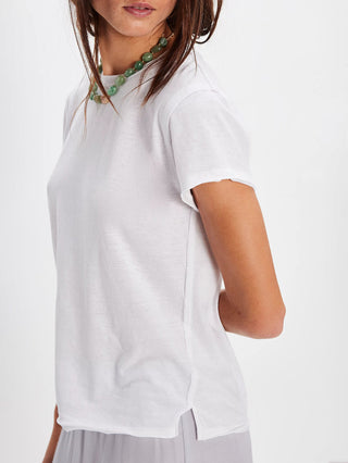 a sleek ivory white capped sleeve tee
