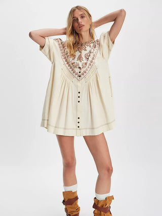 Free People Orson Mini Dress - Ivory Combo