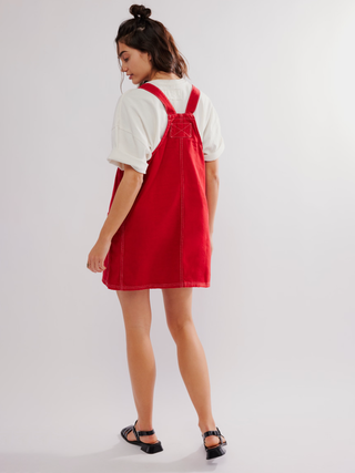 Free People Overall Smock Mini Dress - Heart Eyes Red