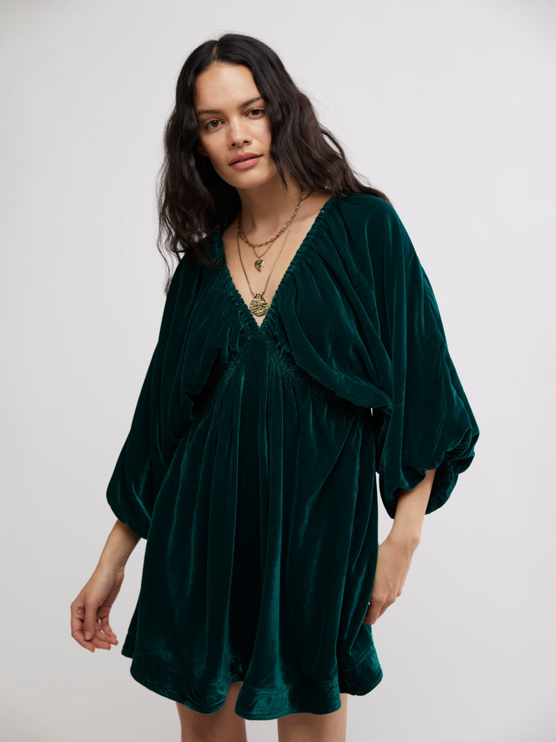 Free people green velvet dress clearance