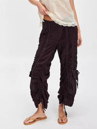 Free People Scorpio Shirred Pant - Black Coffee