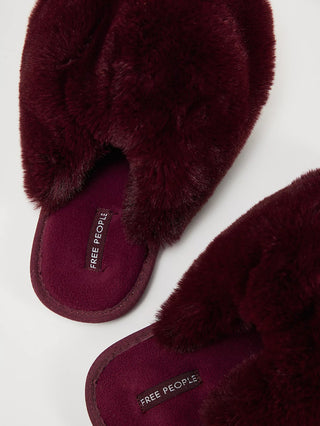 Free People Snowball Slipper - Cabernet Fur