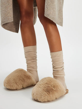 Free People Snowball Slipper - Taupe Fur