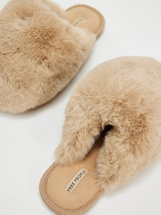 Free People Snowball Slipper - Taupe Fur