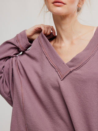Free People Staycation Pullover Top - Elderberry Tea