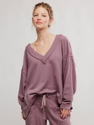 Free People Staycation Pullover Top - Elderberry Tea