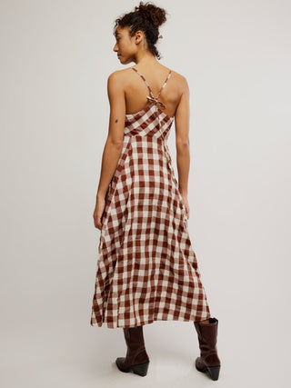 Free People Via Midi Dress - Brown Combo