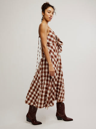 Free People Via Midi Dress - Brown Combo
