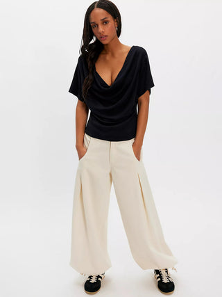 Free People Waterfall Cowl Top - Black