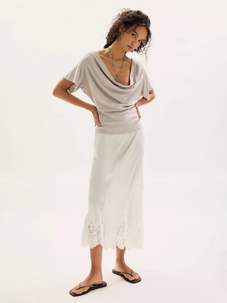 Free People Waterfall Cowl Top - Chateau Grey