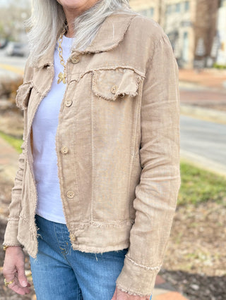 Dolce Wrap Linen Jacket - Earth Beige