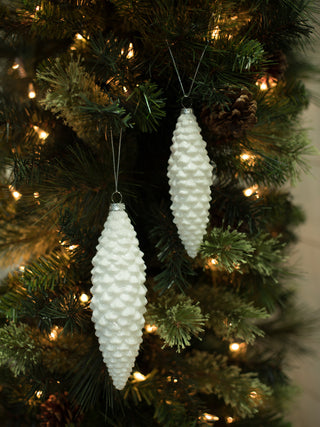 Frosted White Pinecone Glass Ornament Large