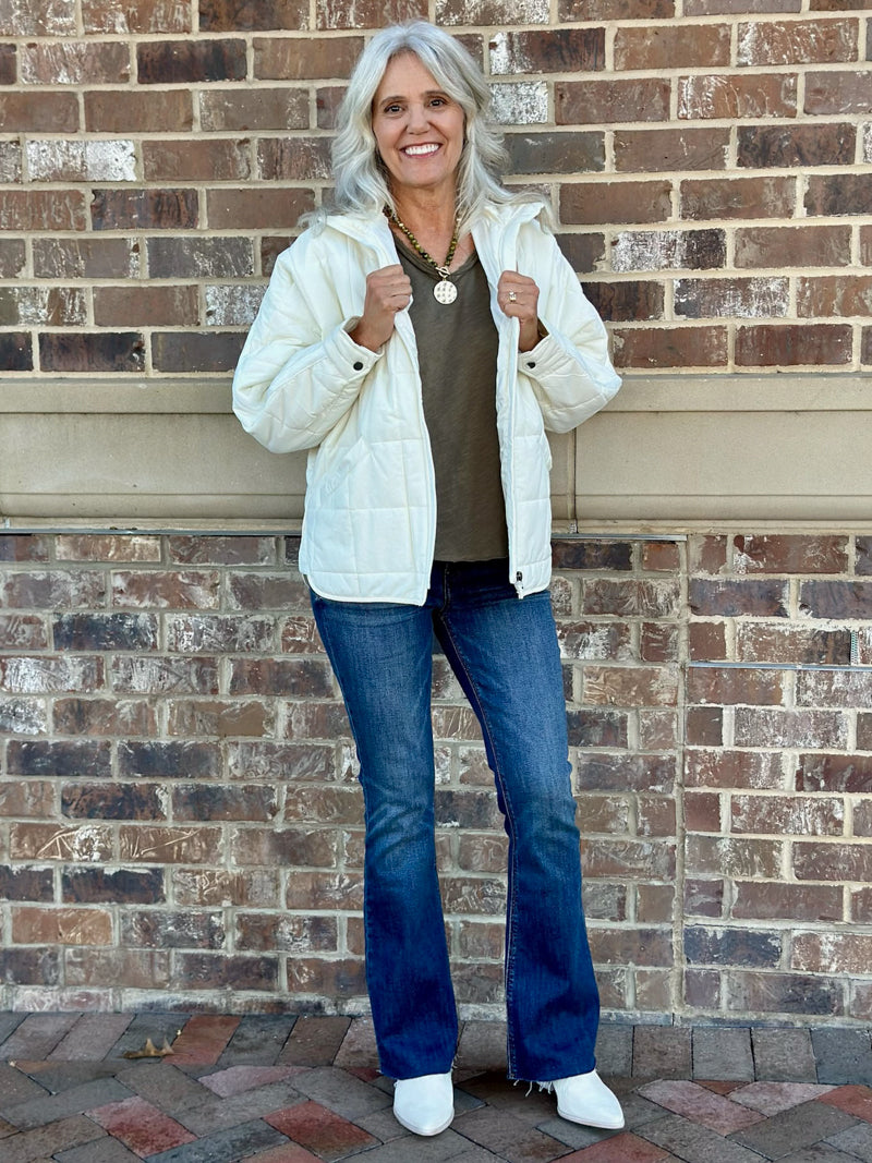 Square quilted jacket store